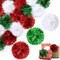 40 Pcs 4 Inch Christmas Tinsel Bows for Gift Wrapping Self Adhesive Pom Poms Colored Tinsel Bows for Crafts Presents Baskets Christmas Tree Decoration(Red, Green, White)